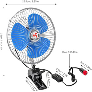Direct Factory 8inch 12/24V Portable Touch Control Strong Wind Low Noise Modern Design Blue Plastic Metal <b>Car</b> Cooling Fan Home - Product Image 2