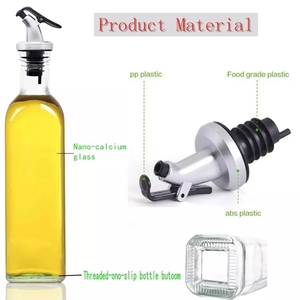 Botella de condimentos de 16 Oz, 500ml, cuadrada, de vidrio, vinagre, con vertedor, en la cocina - Product Image 4