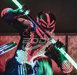 Vendita calda colorato programmabile vestito Robot Costume da festa a LED luce luminosa giacca da scena spettacolo di danza