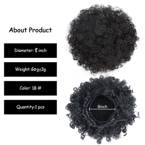 Queue de cheval afro synthétique bouclée, <span class=keywords><strong>chignon</strong></span> bohème, extension de cheveux à clipser avec cordon de serrage <span class=keywords><strong>pour</strong></span> femmes noires - Product Image 2