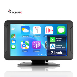 Podofo จอติดรถยนต์แบบพกพาไร้สาย, หน้าจอ HD 7นิ้วสำหรับรถยนต์เครื่องเล่นเพลงแบบแอนดรอยด์แคสต์ - Product Image 1