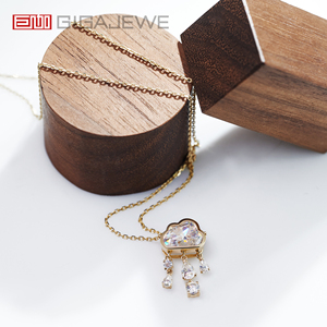 GIGAJEWE Collar Elegante de Plata 925 con Moissanita Blanca D de 2ct, Corte Nube 7*9 MM y Gotas de Pera, Collar Nube de Lluvia, Regalo - Product Image 2