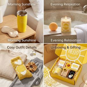 Caja de Regalo Promocional Sunshine, Juego de Regalo para Mujer con Vela Aromática Amarilla, Antifaz para Ojos y Calcetines, Regalo de Cumpleaños o para Recuperación - Product Image 4