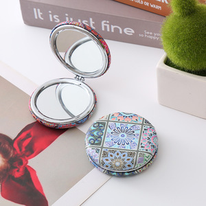 OEM Factory <strong>Round</strong> Shaped Handheld Folding Pu Bohemian Style Compact Pocket <strong>Mirror</strong> - Product Image 6