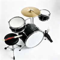 Batterie de percussions pour débutants, 14 pouces, pour enfants, 3 pièces, avec tabouret réglable, pédale de cymbale et baguettes