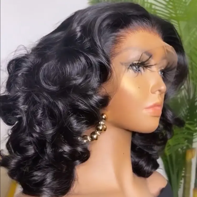 Funmi Double Drawn Lace Wig,Unprocessed Raw Natural Lace Front Curly Bob Wig,Cheap Hd Lace Frontal Wig Natural Hair Wig Vendor