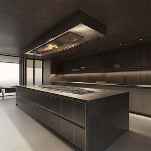 Solution de cuisine moderne de luxe sur mesure, armoires complètes en acier inoxydable avec plan de travail en quartz et charnières à fermeture douce pour la maison - Product Image 1