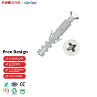 Cheville murale en plastique 6mm 8mm 10mm avec tête fraisée, finition brillante, forte capacité, vis pour cloisons sèches