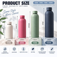 Logo personnalisé bouteille d'eau 350ml 500ml 750ml 1000ml petite bouche usine sport en acier inoxydable tasse à vide bouteille de boisson isolée
