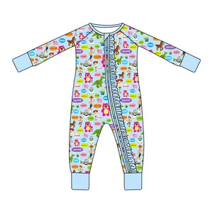 Custom Newborn Baby Infant Organic 95% Bamboo 5% Spandex Onesie Rompers Clothes Toddler Kid Pajamas Clothing Bubble Romper Baby