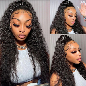 Muestra gratis Grado Virgen Cabello Brasileño Sí Pelucas Proveedores de cabello crudo 30 32 pulgadas Onda profunda Cierre rizado Hd Peluca Frontal Cabello humano - Product Image 3