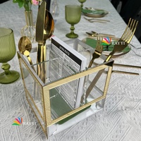 Organizador de cubiertos giratorio personalizado Golden Branch de Lucite, con soporte para salero y organizador de utensilios.