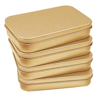 Boîte rectangulaire en métal doré 100*80*22mm avec couvercle à charnière pour comprimés, pilules, bonbons, menthes - Vente en gros
