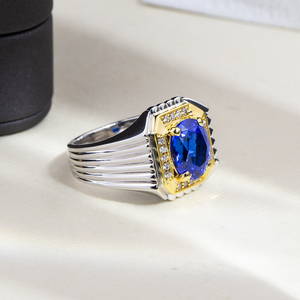 <span class=keywords><strong>Bague</strong></span> de fiançailles <span class=keywords><strong>et</strong></span> de mariage en argent 925 MSR-1891, <span class=keywords><strong>saphir</strong></span> bleu royal taille ovale, <span class=keywords><strong>diamant</strong></span> de laboratoire cultivé - Product Image 2