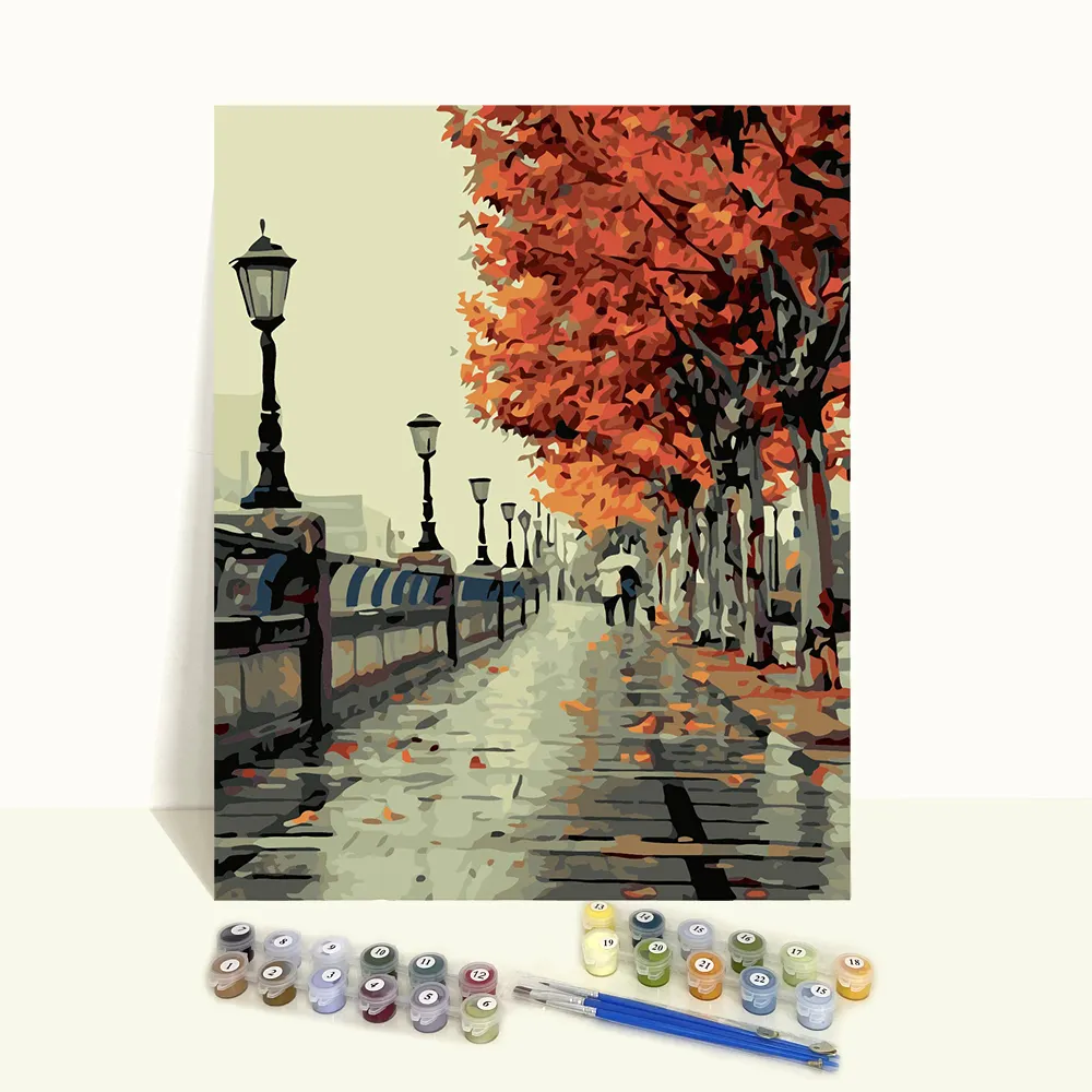 Handmade Gift Crafts Landscape Diy Pictures Oil Canvas Painting by Number Kits Beginner