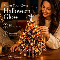 Kit de sapin de Noël en perles fait main, 3D, miniature, pour table, avec lumière chaude, pour la décoration de la maison, cadeau de Noël