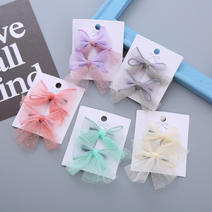 Barrettes à cheveux en mousseline douce avec nœud pour enfants, ensemble de barrettes à cheveux en tulle couleur bonbon pour princesse - Product Image 1