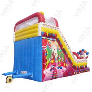 Château gonflable commercial <span class=keywords><strong>Happy</strong></span> Walk à double toboggan, clown, pour l'éducation et le divertissement scolaire - Product Image 3