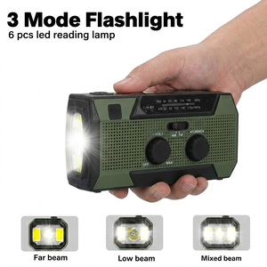 <span class=keywords><strong>Radio</strong></span> d'urgence avec alimentation de secours pour la recharge de téléphone, vie hors réseau, batterie 5000 mAh, lampe de lecture LED, sirène SOS - Product Image 2