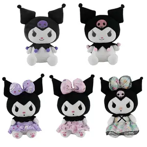 2021 Anime Sanrio Demon Kuromi peluche con vestito carino morbido seduto gattino bambola di peluche per i bambini