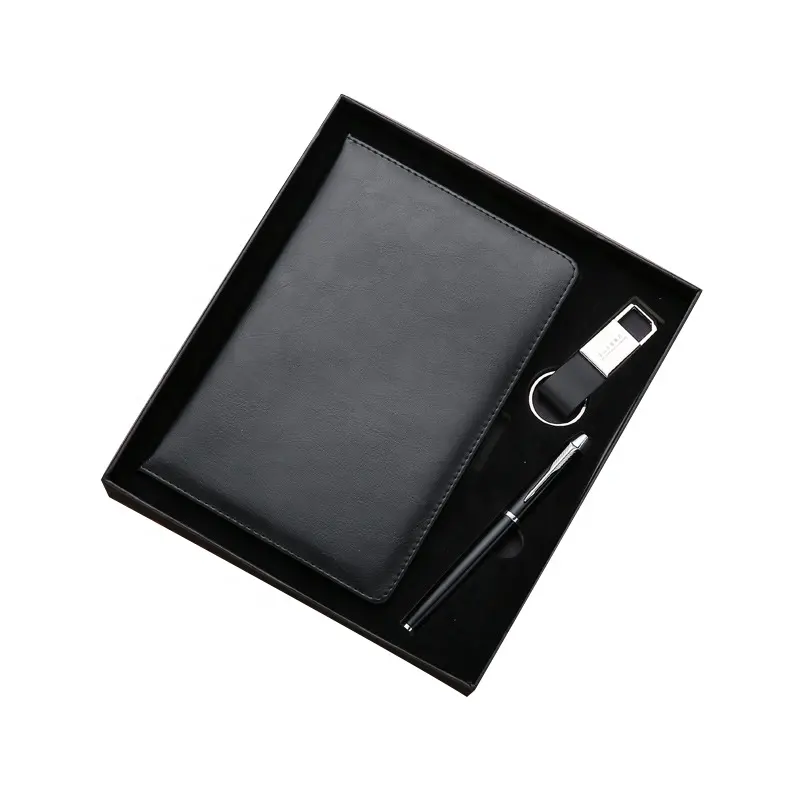 Nuevo modelo, diseño único, caja de tarjeta de regalo de metal negro de lujo personalizada, juego de regalo corporativo de negocios