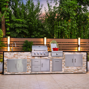 Parrilla <span class=keywords><strong>de</strong></span> barbacoa <span class=keywords><strong>de</strong></span> acero inoxidable <span class=keywords><strong>de</strong></span> <span class=keywords><strong>chapa</strong></span> <span class=keywords><strong>de</strong></span> piedra natural DIY-isla <span class=keywords><strong>de</strong></span> barbacoa al aire libre funcional incluida - Product Image 1