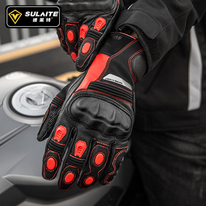 Guantes de Motociclismo SULAITE de Cuero PU, Cálidos para Invierno, Impermeables, Resistentes a Impactos, para Hombre, Rojo, Negro, Blanco, Tallas M, L, XL, 2XL - Product Image 1
