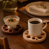 Sous-verre créatif en bois de hêtre massif, design unique en forme de racine de lotus, support de tasse à café isolant thermiquement, idéal pour offrir en cadeau