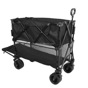 Chariot de camping pliable à double étage avec poignée réglable, grande roue, poche latérale sur le hayon, sport, extérieur - Product Image 1