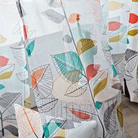 Rideaux semi-occultants imprimés feuilles de vigne, vert-bleu et orange, pour salon, vente en gros américaine au mètre