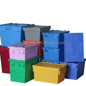 Nhựa di chuyển thùng kèm theo nắp container lưu trữ Giao thông vận tải Stackable thân thiện với môi <span class=keywords><strong>nestable</strong></span> trunover hộp - Product Image 1