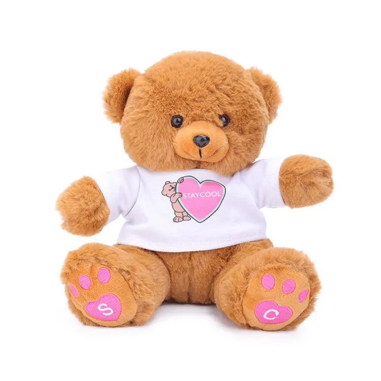 सस्ते कस्टम लोगो के साथ भरवां पशु नरम आलीशान टेडी भालू टी शर्ट फैशन भालू आलीशान खिलौना