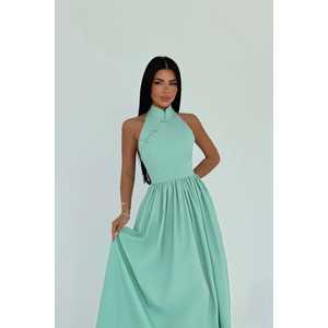 Robe de soirée longue Tania Aqua Green, à sequins, coupe trapèze, grande taille, pour mariages et bals de promo - Product Image 2
