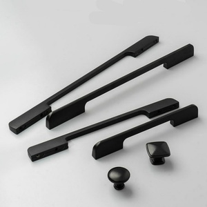Aluminum Alloy Bullet-shaped Cabinet &amp; Wardrobe <strong>Door</strong> Handle Modern Design <strong>Black</strong> Finish Long Length - Product Image 3