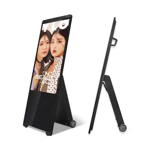 43 Inch Standalone Totem Kiosk Foldable Portable Advertising Battery Powered Digital Signage Lcd Poster Screen Display