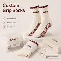 Chaussettes de compression tricotées sans couture personnalisées pour le corps, la cheville, le Pilates, le yoga, le trampoline, la barre, antidérapantes, à volants, pour l'automne et le quotidien