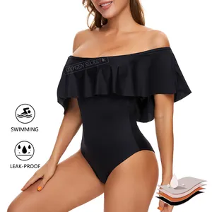 Grosir Rahasia Oksigen Ruffle Satu Bahu Baju Renang 4 Lapisan Periode Menstruasi Pakaian Renang Wanita Beachwear Bodysuit untuk Wanita