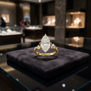 Anillo de Diamante Cultivado en Laboratorio con Corte Pera y Marquesa, Plata de Ley 925, Oro de 9K, 14K, 18K, Joyería Elegante de Compromiso para Mujer - Product Image 1