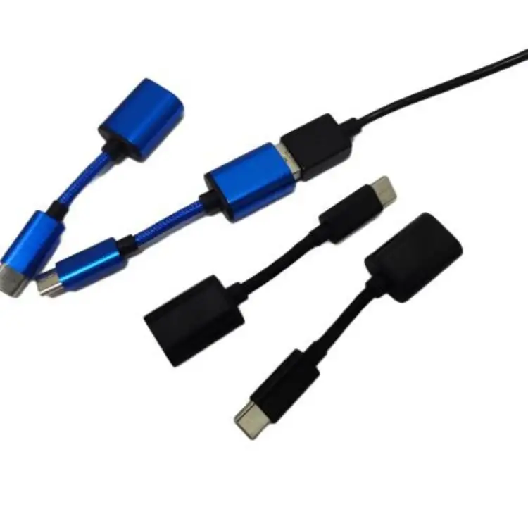 3Cm Nylon Gevlochten Usb C Naar Usb Adapter, Usb A Naar Usb C Otg Kabel, Zware Aluminium Behuizing Mannelijke Type-C Naar Vrouwelijke USB-A Converter