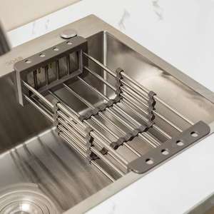 Évier de cuisine mettre baguettes évier au-dessus de l'évier égouttoir panier d'égouttage panier de rangement pour vaisselle rétractable - Product Image 3