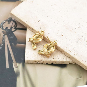 Knot Earrings Gold <b>Titanium</b> Steel Geometric <b>Studs</b> Fashion Jewelry For Women - Product Image 4