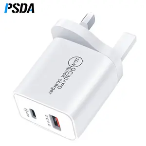 PSDA 38w欧盟美国英国迷你20w充电器USB C适配器双端口USB C充电器20w适用于iPhone 12 13手机充电器