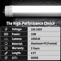 Tube LED KS T8 1,2 m (4 pieds) 180 lm/W, vente en gros usine, excellente dissipation thermique avec boîtier semi-aluminium et couvercle PC laiteux