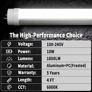 Tube LED KS T8 1,2 m (4 pieds) <span class=keywords><strong>180</strong></span> lm/W, vente en gros usine, excellente dissipation thermique avec boîtier semi-aluminium et couvercle PC laiteux - Product Image 5