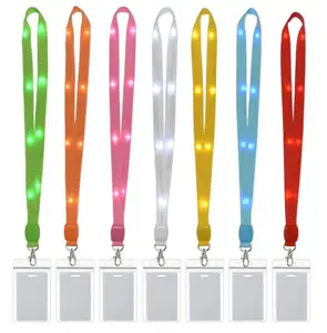 Hanging Rope LED Light Up Lanyard Key Chain ID Badge Card Necklace Keys Holder
