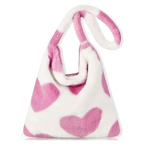 Sac fourre-tout moelleux tendance en gros pour la Saint-Valentin, grande capacité, motif cœur en peluche, sac duveteux pour femmes et jeunes filles pour les rendez-vous - Product Image 1