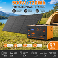 Nouvelle conception, station d'alimentation mobile 500 Watts 12V 60Ah, onduleur à onde sinusoïdale pure, système solaire avec lampe torche pour le camping et la survie
