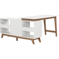 Meuble de rangement ergonomique réversible en forme de L Nuhoom 124057, design classique moderne, plateau en panneau stratifié, pieds en métal, 3 tiroirs, grand meuble de rangement pour la maison