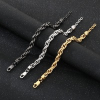 Bracelet de poignet en acier inoxydable pour homme, chaîne torsadée faite à la main de 8 mm avec chaîne d'extension