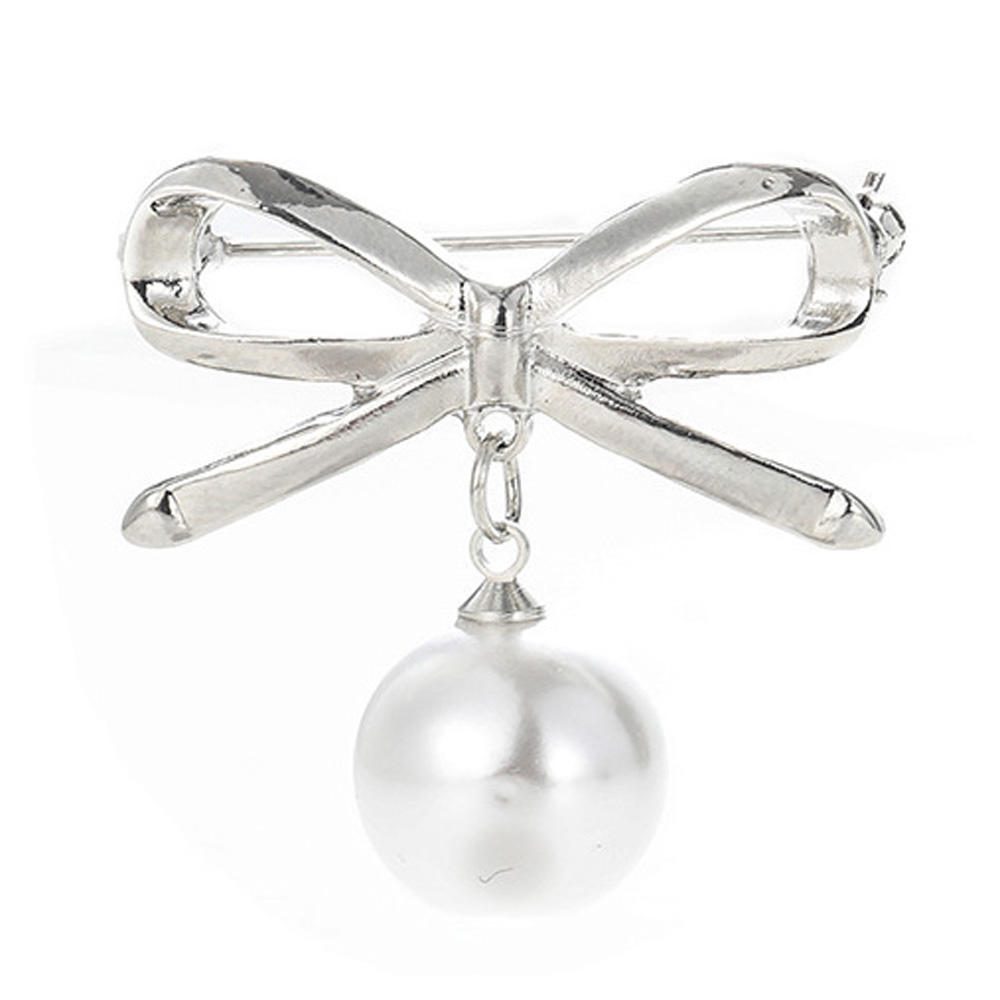 YZ002 Nœud Argenté avec Fausse Perle